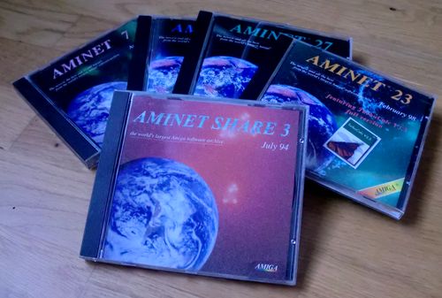 Some of my Aminet CD-s (photo by Old School Game Blog)