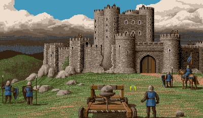 Defender of the Crown siege (screenshot taken from http://www.enotrocastillo.com/2012/03/historia-de-los-videojuegos-cap-vi-las.html)